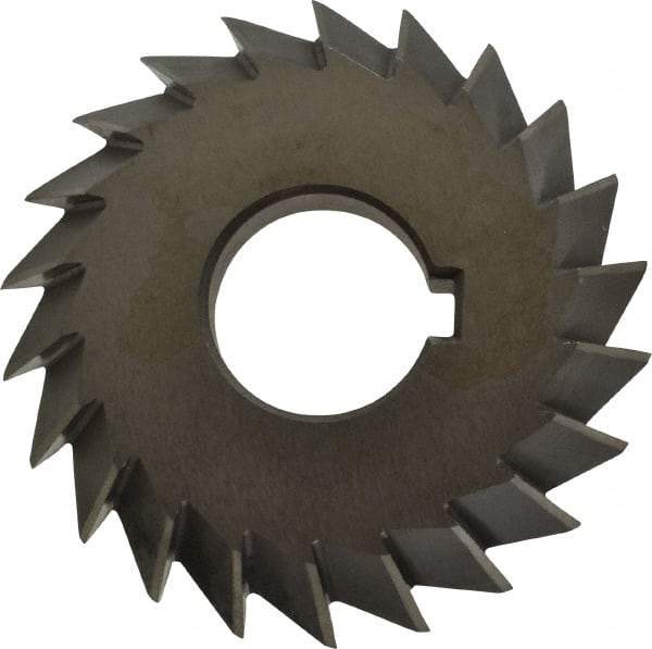Value Collection - 3" Diam x 5/8" Width of Cut, 60° Included Angle, Arbor Connection, High Speed Steel Single Angle Cutter - Left Hand Cut, Uncoated - Exact Tool & Supply