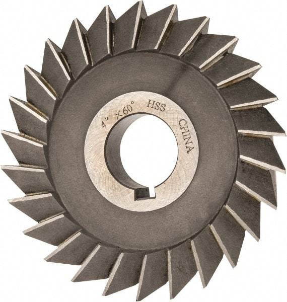 Value Collection - 4" Diam x 3/4" Width of Cut, 60° Included Angle, Arbor Connection, High Speed Steel Single Angle Cutter - Left Hand Cut, Oxide Finish - Exact Tool & Supply