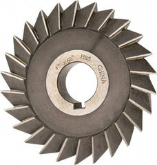 Value Collection - 4" Diam x 3/4" Width of Cut, 60° Included Angle, Arbor Connection, High Speed Steel Single Angle Cutter - Left Hand Cut, Oxide Finish - Exact Tool & Supply
