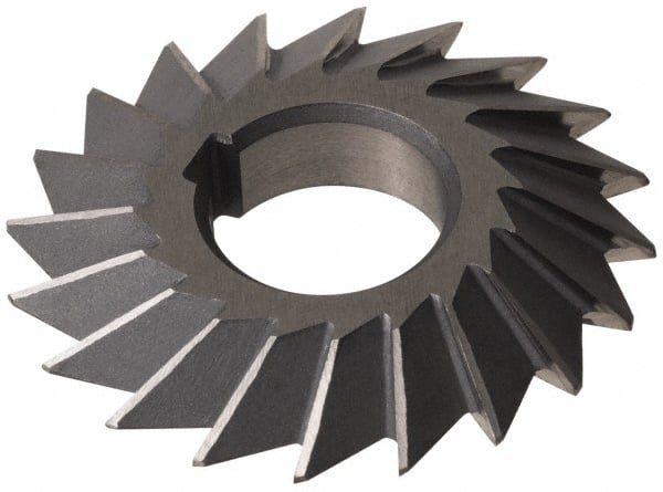 Made in USA - 5° 5" Cut Diam, 1" Cut Width, 1-1/4" Arbor, High Speed Steel Double-Angle Cutter - Exact Tool & Supply