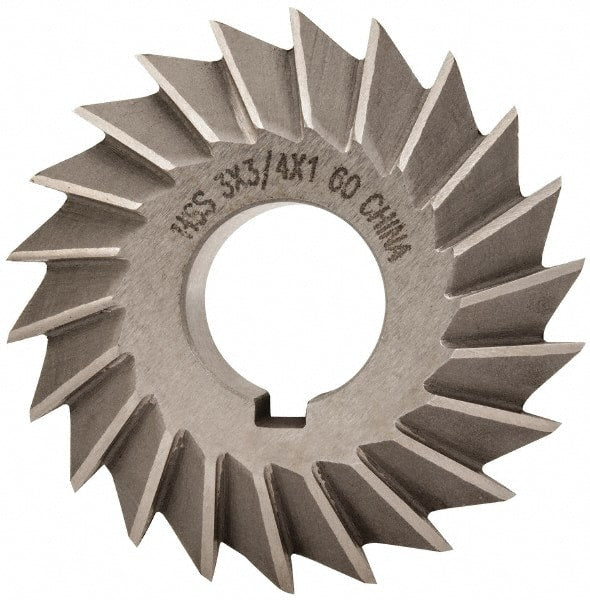 Value Collection - 3° 3" Cut Diam, 3/4" Cut Width, 1" Arbor, High Speed Steel Double-Angle Cutter - Exact Tool & Supply
