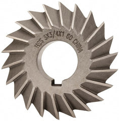 Value Collection - 3° 3" Cut Diam, 3/4" Cut Width, 1" Arbor, High Speed Steel Double-Angle Cutter - Exact Tool & Supply