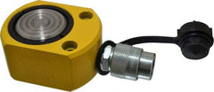 Enerpac - 20 Ton, 0.44" Stroke, 1.94 Cu In Oil Capacity, Portable Hydraulic Flat Body Cylinder - 4.43 Sq In Effective Area, 2.03" Lowered Ht., 2.47" Max Ht., 2.38" Cyl Bore Diam, 2" Plunger Rod Diam, 10,000 Max psi - Exact Tool & Supply
