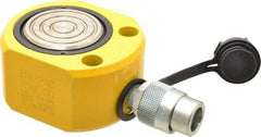 Enerpac - 30 Ton, 0.5" Stroke, 3.25 Cu In Oil Capacity, Portable Hydraulic Flat Body Cylinder - 6.49 Sq In Effective Area, 2.31" Lowered Ht., 2.81" Max Ht., 2.88" Cyl Bore Diam, 2.5" Plunger Rod Diam, 10,000 Max psi - Exact Tool & Supply