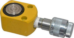 Enerpac - 5 Ton, 0.25" Stroke, 0.25 Cu In Oil Capacity, Portable Hydraulic Flat Body Cylinder - 0.99 Sq In Effective Area, 1.28" Lowered Ht., 1.53" Max Ht., 1.13" Cyl Bore Diam, 1" Plunger Rod Diam, 10,000 Max psi - Exact Tool & Supply