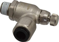 Legris - 3/8" Tube OD x 1/4" NPT Metal Flow Control Regulator - 0 to 145 psi & Treated Brass Material - Exact Tool & Supply