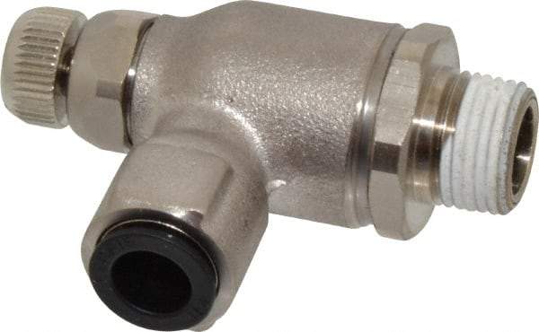 Legris - 3/8" Tube OD x 3/8" NPT Metal Flow Control Regulator - 0 to 145 psi & Treated Brass Material - Exact Tool & Supply