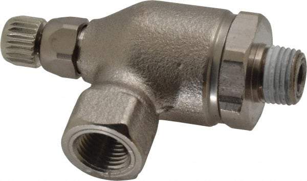 Legris - 1/8" NPT Metal Threaded Flow Control Regulator - 0 to 145 psi, Treated Brass Material & Viton O-Ring - Exact Tool & Supply