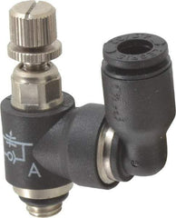 Legris - 5/32" OD x 10-32 UNF Miniature Swivel Outlet Flow Control Regulator - 0 to 145 psi & Nylon Material - Exact Tool & Supply