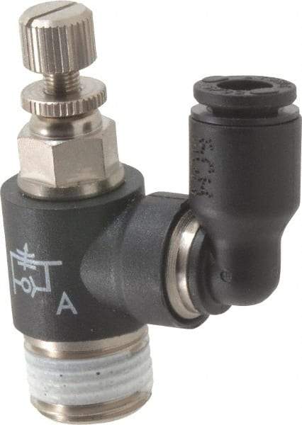 Legris - 5/32" OD x 1/8" NPT Miniature Swivel Outlet Flow Control Regulator - 0 to 145 psi & Nylon Material - Exact Tool & Supply