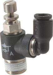 Legris - 5/32" OD x 1/8" NPT Miniature Swivel Outlet Flow Control Regulator - 0 to 145 psi & Nylon Material - Exact Tool & Supply