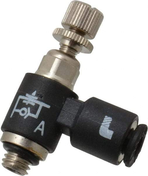 Legris - 1/8" OD x 10-32 UNF Miniature Flow Control Regulator - 0 to 145 psi & Nylon Material - Exact Tool & Supply