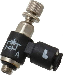 Legris - 1/8" OD x 10-32 UNF Miniature Flow Control Regulator - 0 to 145 psi & Nylon Material - Exact Tool & Supply