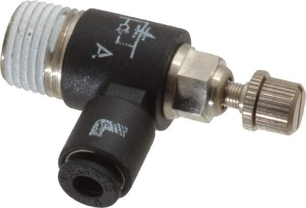 Legris - 1/8" OD x 1/8" NPT Miniature Flow Control Regulator - 0 to 145 psi & Nylon Material - Exact Tool & Supply