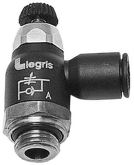 Legris - 12mm Tube OD x 1/2 Male BSPT Compact Meter Out Flow Control Valve - 14.5 to 145 psi, Nylon - Exact Tool & Supply