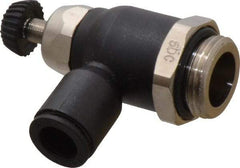 Legris - 8mm Tube OD x 3/8 Male BSPP Compact Meter Out Flow Control Valve - 14.5 to 145 psi, Nylon - Exact Tool & Supply