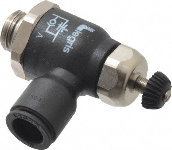 Legris - 10mm Tube OD x 1/4 Male BSPP Compact Meter Out Flow Control Valve - 14.5 to 145 psi, Nylon - Exact Tool & Supply