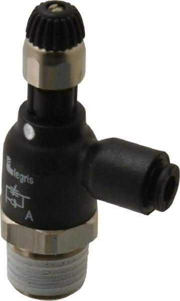 Legris - 5/32" Tube OD x 1/4 Male NPT Compact Meter Out Flow Control Valve - 14.5 to 145 psi, Nylon - Exact Tool & Supply