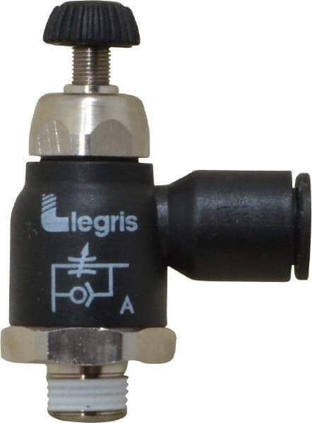 Legris - 8mm Tube OD x 1/8 Male BSPT Compact Meter Out Flow Control Valve - 14.5 to 145 psi, Nylon - Exact Tool & Supply