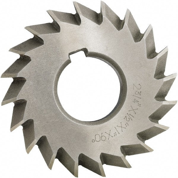 Made in USA - 5° 5" Cut Diam, 1" Cut Width, 1-1/4" Arbor, High Speed Steel Double-Angle Cutter - Exact Tool & Supply
