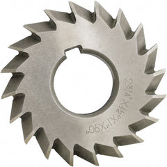 Made in USA - 5° 5" Cut Diam, 3/4" Cut Width, 1-1/4" Arbor, High Speed Steel Double-Angle Cutter - Exact Tool & Supply