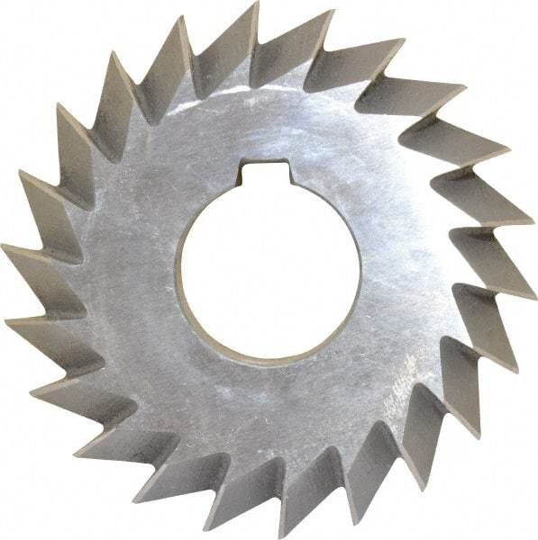 Value Collection - 3" Diam, 5/8" Width of Cut, Arbor Connection 90° Double Angle Cutter - 1" Arbor, High Speed Steel, Uncoated
