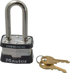 Master Lock - 2" Shackle Clearance, Keyed Different Laminated Steel Padlock - 9/32" Shackle Diam, Laminated Steel - Exact Tool & Supply