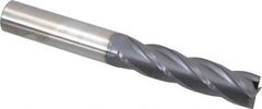 SGS - 3/4", 3" LOC, 3/4" Shank Diam, 6" OAL, 4 Flute, Solid Carbide Square End Mill - Single End, AlTiN Finish, Spiral Flute, 30° Helix, Centercutting, Right Hand Cut, Right Hand Flute, Series 1EL - Exact Tool & Supply