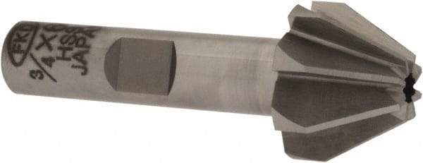 Interstate - 3/4" Large x 5/16" Small Diam, 17/32" Width of Cut, 60° Included Angle, High Speed Steel Face Angle Cutter - 3/8" Shank Diam, 2-3/32" Overall Length, Weldon Flat - Exact Tool & Supply