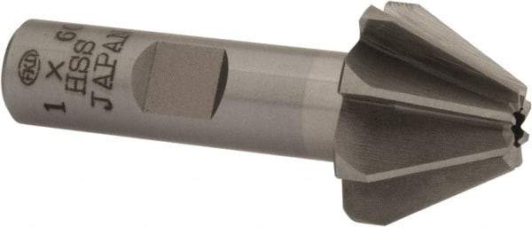 Interstate - 1" Large x 3/8" Small Diam, 11/16" Width of Cut, 60° Included Angle, High Speed Steel Face Angle Cutter - 1/2" Shank Diam, 2-13/32" Overall Length, Weldon Flat - Exact Tool & Supply