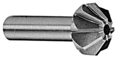 Made in USA - 1-5/8" Large x 5/8" Small Diam, 11/16" Width of Cut, 60° Included Angle, 12 Teeth, High Speed Steel Face Angle Cutter - 3/4" Shank Diam, 3-1/16" Overall Length, Weldon Flat - Exact Tool & Supply