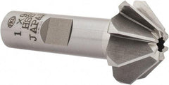 Interstate - 1" Large x 3/8" Small Diam, 7/16" Width of Cut, 90° Included Angle, High Speed Steel Face Angle Cutter - 1/2" Shank Diam, 2-3/16" Overall Length, Weldon Flat - Exact Tool & Supply