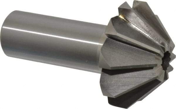 Interstate - 1-5/8" Large x 5/8" Small Diam, 11/16" Width of Cut, 90° Included Angle, High Speed Steel Face Angle Cutter - 3/4" Shank Diam, 2-11/16" Overall Length, Weldon Flat - Exact Tool & Supply