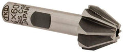 Interstate - 3/4" Large x 5/16" Small Diam, 17/32" Width of Cut, 60° Included Angle, Cobalt Face Angle Cutter - 3/8" Shank Diam, 2-3/32" Overall Length, Weldon Flat - Exact Tool & Supply