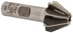 Interstate - 1" Large x 3/8" Small Diam, 11/16" Width of Cut, 60° Included Angle, Cobalt Face Angle Cutter - 1/2" Shank Diam, 2-13/32" Overall Length, Weldon Flat - Exact Tool & Supply