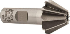 Interstate - 1-1/4" Large x 1/2" Small Diam, 25/32" Width of Cut, 60° Included Angle, Cobalt Face Angle Cutter - 5/8" Shank Diam, 2-21/32" Overall Length, Weldon Flat - Exact Tool & Supply