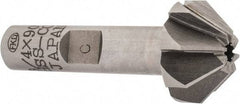 Interstate - 3/4" Large x 5/16" Small Diam, 3/8" Width of Cut, 90° Included Angle, Cobalt Face Angle Cutter - 3/8" Shank Diam, 1-15/16" Overall Length, Weldon Flat - Exact Tool & Supply