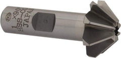 Interstate - 1" Large x 3/8" Small Diam, 7/16" Width of Cut, 90° Included Angle, Cobalt Face Angle Cutter - 1/2" Shank Diam, 2-3/16" Overall Length, Weldon Flat - Exact Tool & Supply