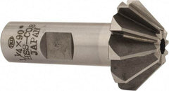 Interstate - 1-1/4" Large x 1/2" Small Diam, 17/32" Width of Cut, 90° Included Angle, Cobalt Face Angle Cutter - 5/8" Shank Diam, 2-13/32" Overall Length, Weldon Flat - Exact Tool & Supply