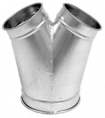 Made in USA - 6-4-4" ID Galvanized Duct Y-Branch - 13.03" Long, 22 Gage - Exact Tool & Supply