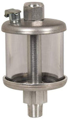 LDI Industries - 1 Outlet, Polymer Bowl, 1.89 L No Flow Control Oil Reservoir - 1/2 NPTF Outlet, 5-1/2" Diam x 10-1/8" High, 60°C Max - Exact Tool & Supply
