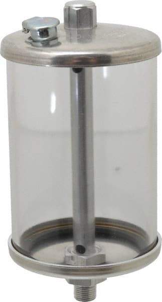 LDI Industries - 1 Outlet, Polymer Bowl, 236.6 mL No Flow Control Oil Reservoir - 1/8 NPTF Outlet, 2-1/2" Diam x 5-3/16" High, 60°C Max - Exact Tool & Supply