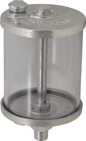 LDI Industries - 1 Outlet, Polymer Bowl, 0.47 L No Flow Control Oil Reservoir - 3/8 NPTF Outlet, 3-1/2" Diam x 6-9/16" High, 60°C Max - Exact Tool & Supply