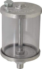 LDI Industries - 1 Outlet, Polymer Bowl, 0.47 L No Flow Control Oil Reservoir - 3/8 NPTF Outlet, 3-1/2" Diam x 6-9/16" High, 60°C Max - Exact Tool & Supply