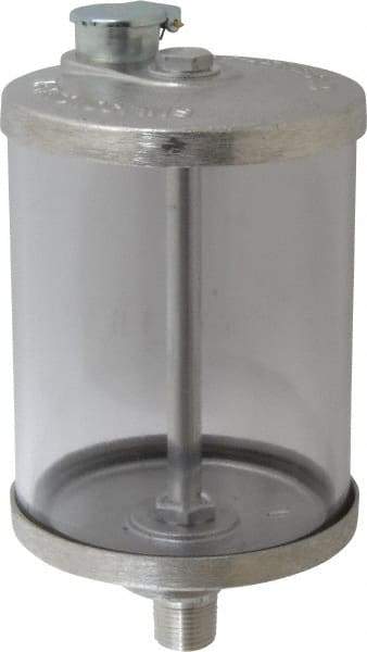 LDI Industries - 1 Outlet, Polymer Bowl, 0.95 L No Flow Control Oil Reservoir - 1/2 NPTF Outlet, 4-1/4" Diam x 8-1/16" High, 60°C Max - Exact Tool & Supply
