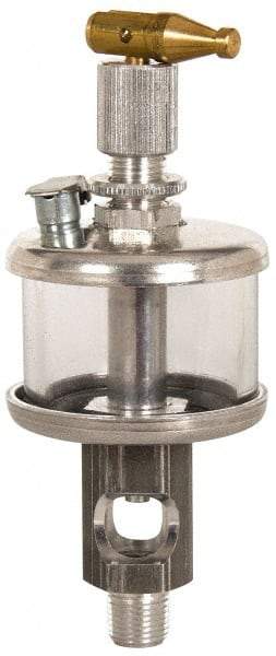 LDI Industries - 1 Outlet, Glass Bowl, 73.9 mL Manual-Adjustable Oil Reservoir - 3/8 NPTF Outlet, 2" Diam x 5-3/4" High, 121.11°C Max - Exact Tool & Supply