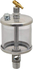 LDI Industries - 1 Outlet, Polymer Bowl, 147.9 mL Manual-Adjustable Oil Reservoir - 3/8 NPTF Outlet, 2-1/2" Diam x 6-3/8" High, 71.11°C Max - Exact Tool & Supply