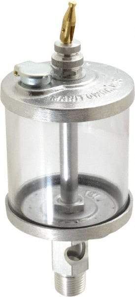 LDI Industries - 1 Outlet, Polymer Bowl, 266.2 mL Manual-Adjustable Oil Reservoir - 1/2 NPTF Outlet, 3" Diam x 7-13/16" High, 71.11°C Max - Exact Tool & Supply