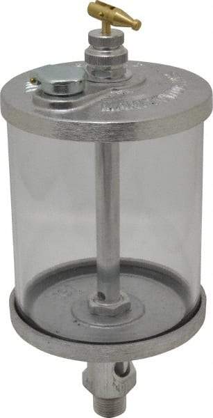 LDI Industries - 1 Outlet, Polymer Bowl, 0.47 L Manual-Adjustable Oil Reservoir - 3/8 NPTF Outlet, 3-1/2" Diam x 8-15/16" High, 71.11°C Max - Exact Tool & Supply