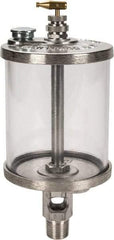 LDI Industries - 1 Outlet, Polymer Bowl, 0.47 L Manual-Adjustable Oil Reservoir - 1/2 NPTF Outlet, 3-1/2" Diam x 9-1/8" High, 71.11°C Max - Exact Tool & Supply